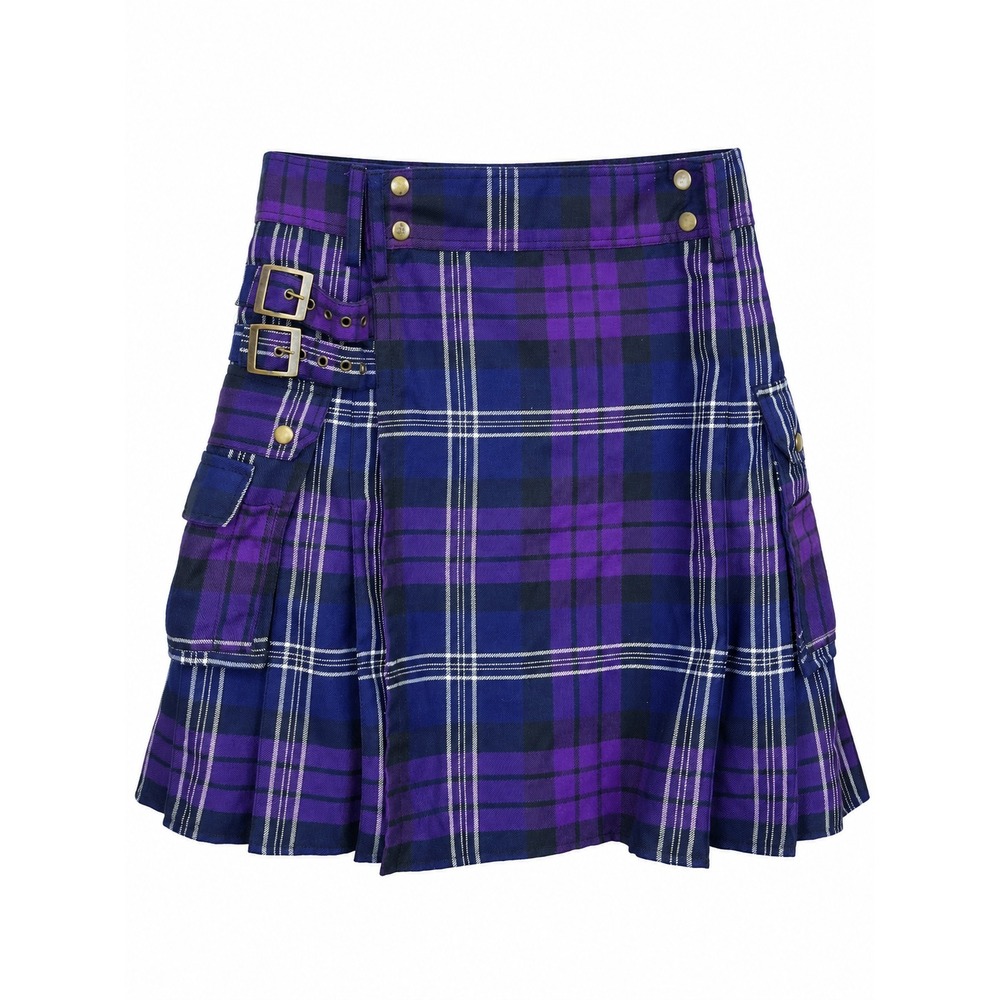 Five Rivers 5R Purple Plaid Utility Kilt Cargo Pockets Size 38 Cosplay Festival - Picture 13 of 14